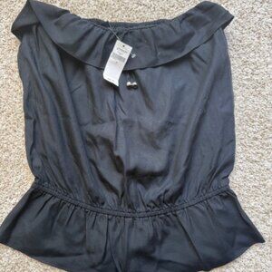 NWT Gap Strapless Top w/ Ruffle Detail Black Size Small